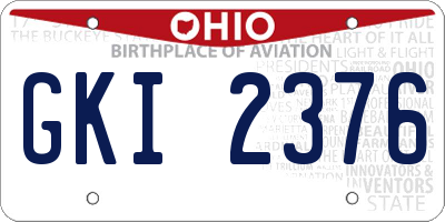OH license plate GKI2376
