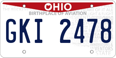 OH license plate GKI2478