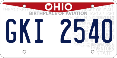 OH license plate GKI2540