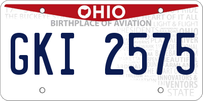 OH license plate GKI2575