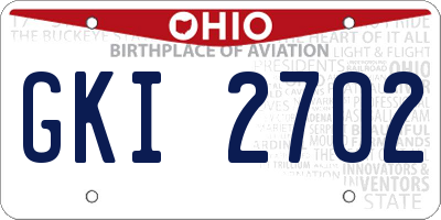 OH license plate GKI2702
