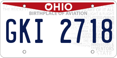 OH license plate GKI2718
