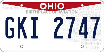 OH license plate GKI2747
