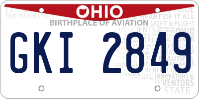OH license plate GKI2849