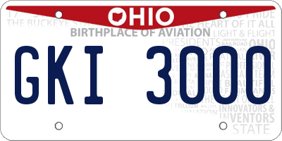 OH license plate GKI3000