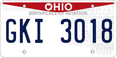 OH license plate GKI3018