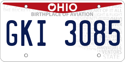 OH license plate GKI3085