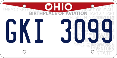 OH license plate GKI3099