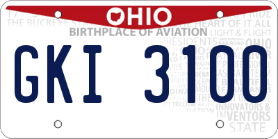 OH license plate GKI3100