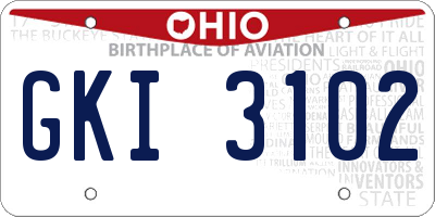 OH license plate GKI3102