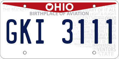 OH license plate GKI3111