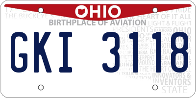 OH license plate GKI3118