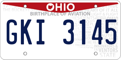 OH license plate GKI3145