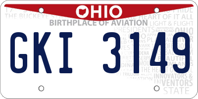 OH license plate GKI3149