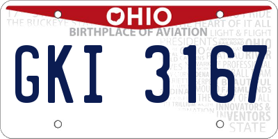 OH license plate GKI3167