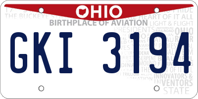 OH license plate GKI3194