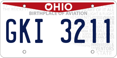 OH license plate GKI3211