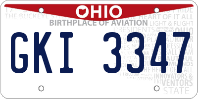 OH license plate GKI3347