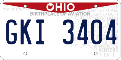 OH license plate GKI3404