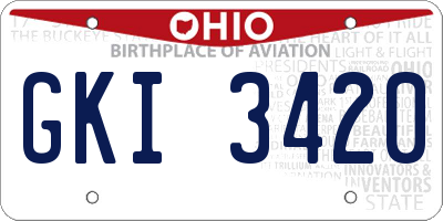 OH license plate GKI3420