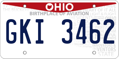 OH license plate GKI3462