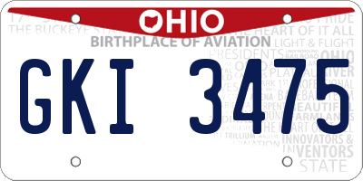 OH license plate GKI3475
