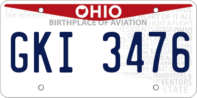 OH license plate GKI3476
