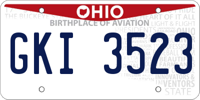 OH license plate GKI3523