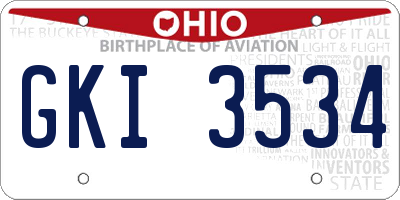 OH license plate GKI3534