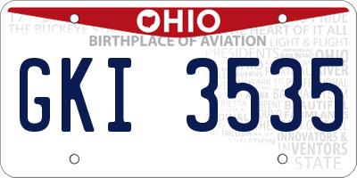 OH license plate GKI3535