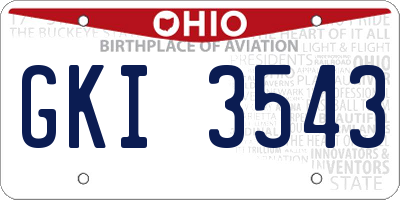OH license plate GKI3543
