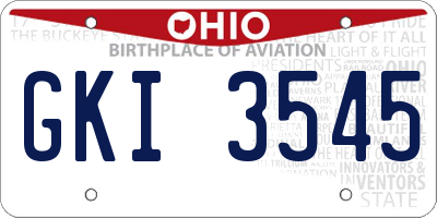 OH license plate GKI3545