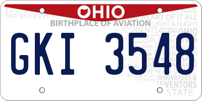 OH license plate GKI3548