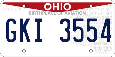 OH license plate GKI3554