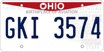 OH license plate GKI3574