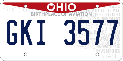 OH license plate GKI3577