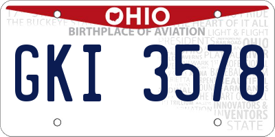 OH license plate GKI3578