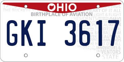 OH license plate GKI3617