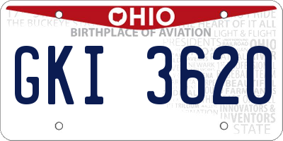 OH license plate GKI3620