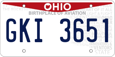OH license plate GKI3651