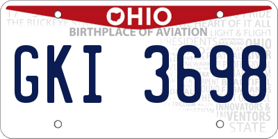 OH license plate GKI3698