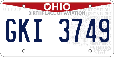OH license plate GKI3749