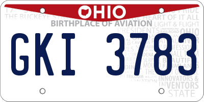 OH license plate GKI3783