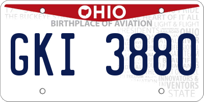 OH license plate GKI3880
