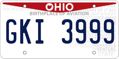 OH license plate GKI3999