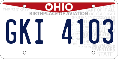 OH license plate GKI4103