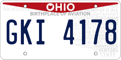 OH license plate GKI4178