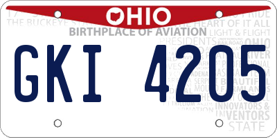 OH license plate GKI4205
