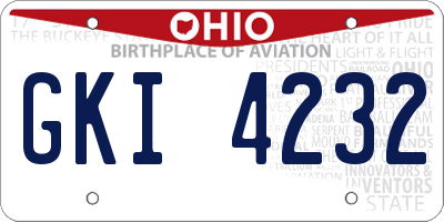 OH license plate GKI4232