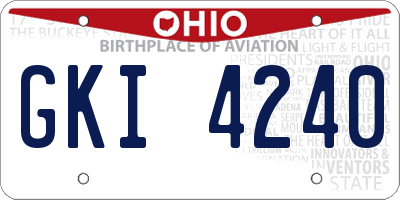 OH license plate GKI4240